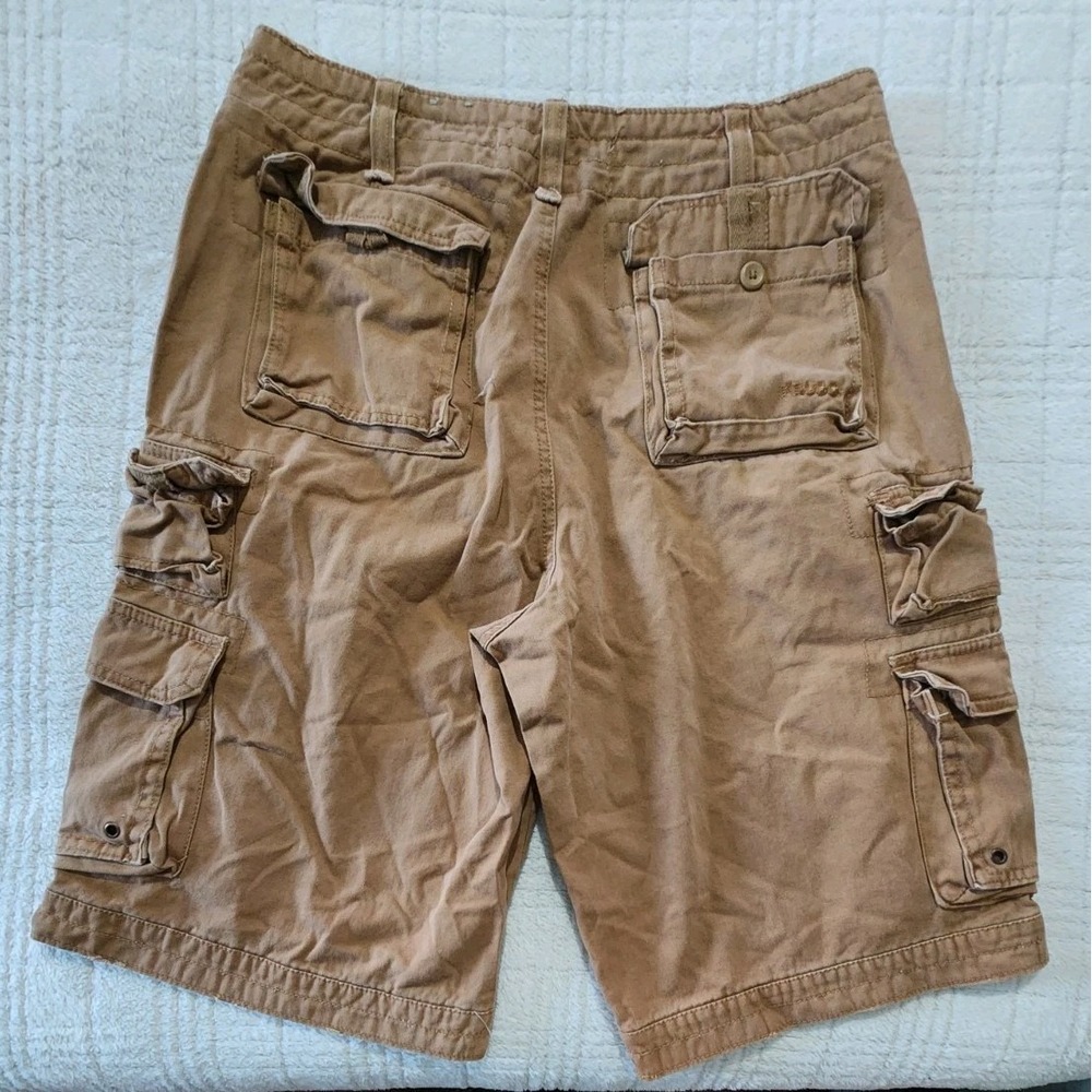 PLUGG‎ Cargo Shorts - Men's Size 32 - Stylish Brown Utility Shorts Y2K - Picture 2 of 4